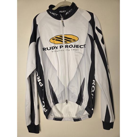 Mens Rudy Project Cycling Jersey Mens Size M White + Black Long Sleeve Zip Up - Picture 1 of 12